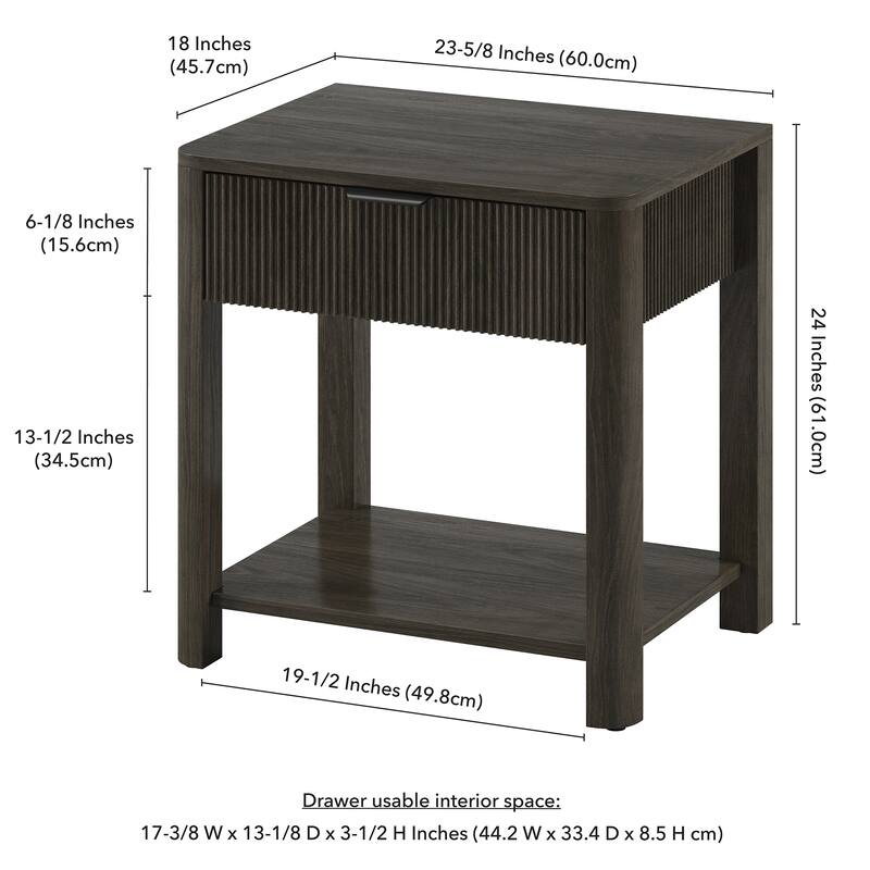 Pomona 24" Wide Rectangular Fluted Nightstand