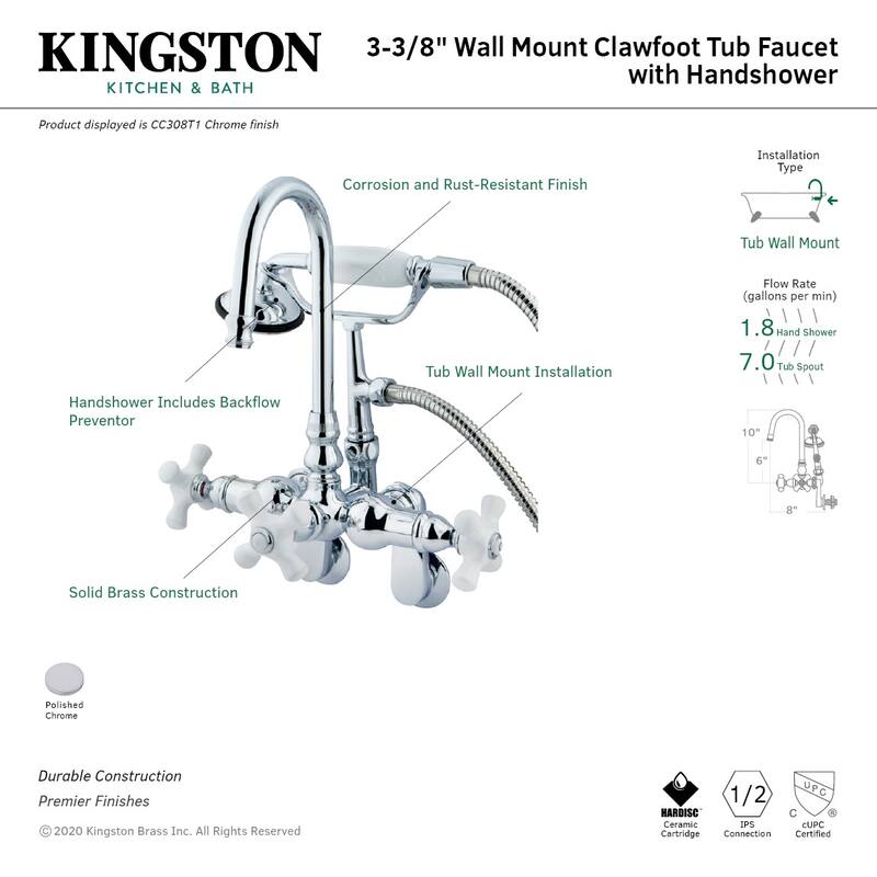 Kingston Brass Vintage Wall Mounted Clawfoot Tub Filler - Includes