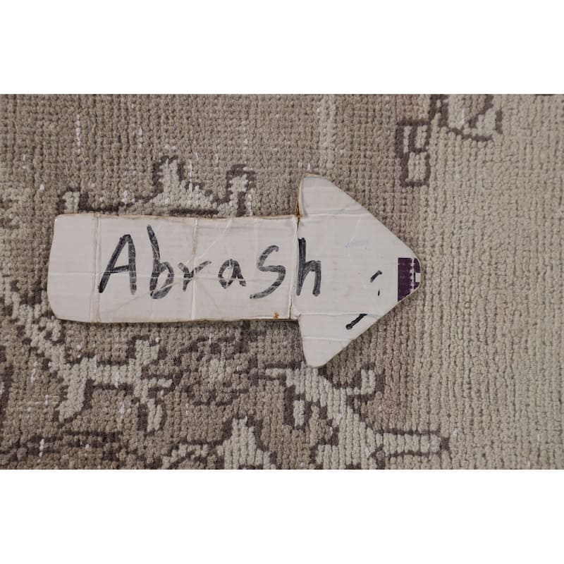 Distressed Tabriz Persian Vintage Rug Handmade Beige Wool Carpet - 6'6"x 9'8"
