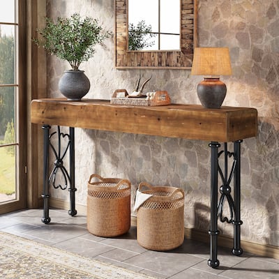 55" Industrial Entryway Sofa Table for Hallway, Entry, Foyer