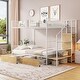 preview thumbnail 2 of 10, White Twin over Full Size Metal Bunk Bed with Drawer and Lateral Storage Ladder and Wardrobe