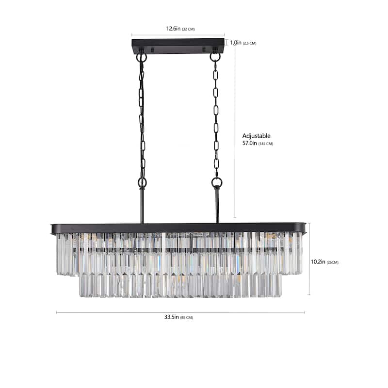 Rectangular Crystal Chandelier Adjustable