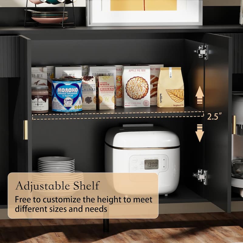 Wooden Accent Cabinet, Sideboard Credenza or TV Stand with Cabinet Doors and Adjustable Shelves