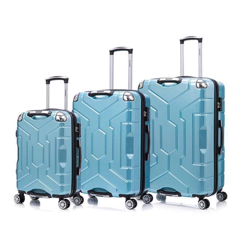 3 Piece Technology PC Hardshell Lightweight Durable Suitcase with Rotating Wheels and Adjustable Ergonomic Telescopic Handle
