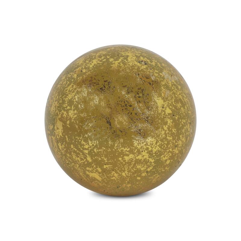 HomeRoots 6" Gold Paper Mache Hand Painted Orb Decorative Orb - 6.00 in. x 6.00 in. x 6.00 in.