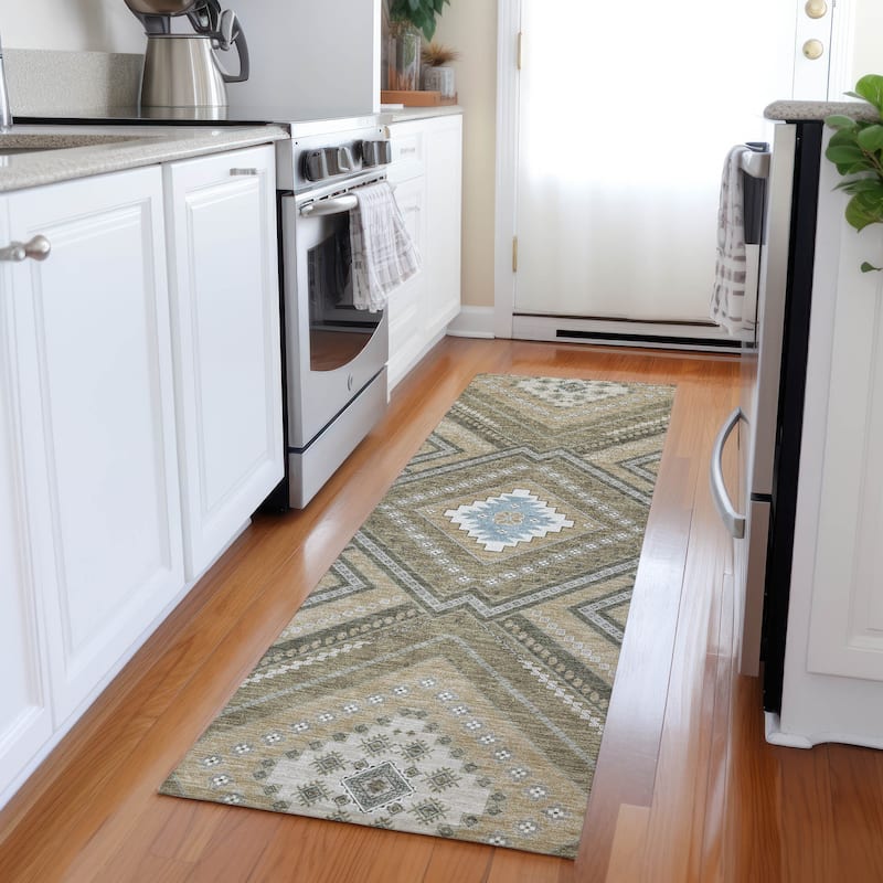Machine Washable Indoor/ Outdoor Global Boho Chantille Rug
