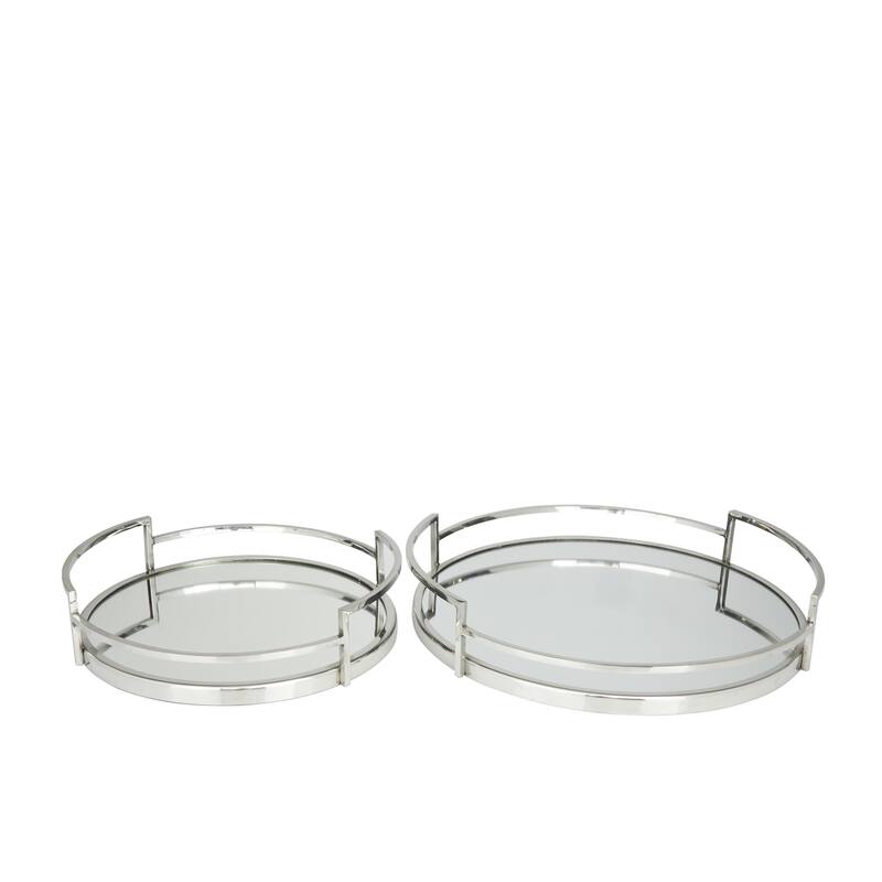 Stainless Steel Mirrored Living Room Decor Tray - Set of 2 Silver or Gold - Roche River Decor