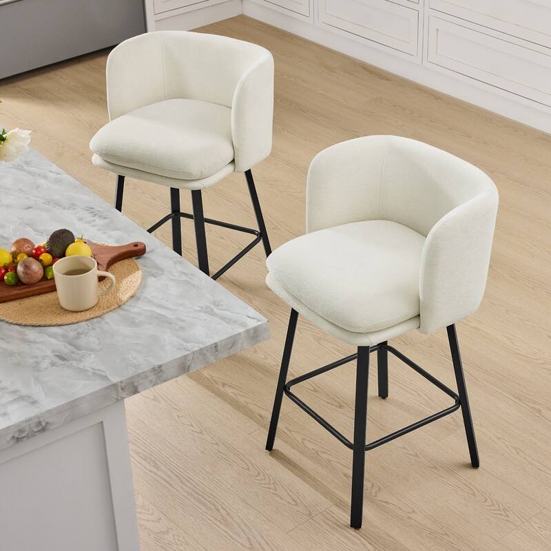Spruce & Spring Modern Swivel Counter Bar Stool Set with Barrel Back&Double-layer Cushion