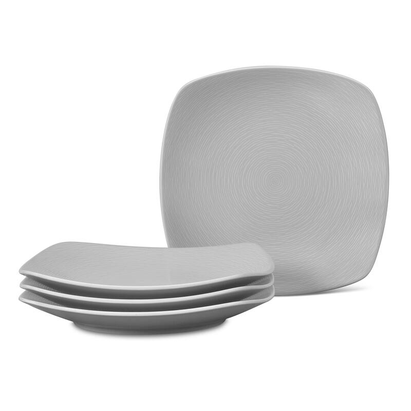 Noritake Colorscapes Swirl Set Of 4 Square Salad Plates, 8-1/4" - Grey