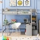 preview thumbnail 10 of 10, Full Size Loft Bed with Built-in L-Shaped Desk, Storage Shelves, and Storage Staircase