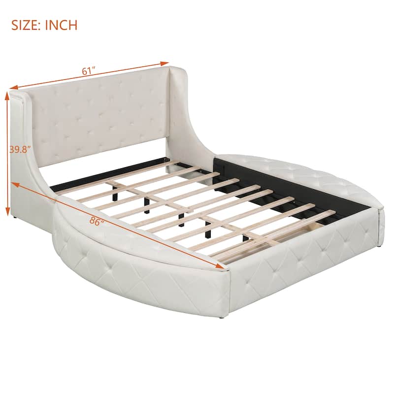 Queen Size Platform Bed with Drawer and 2 Side Storage Stool Velvet Upholstered Bed