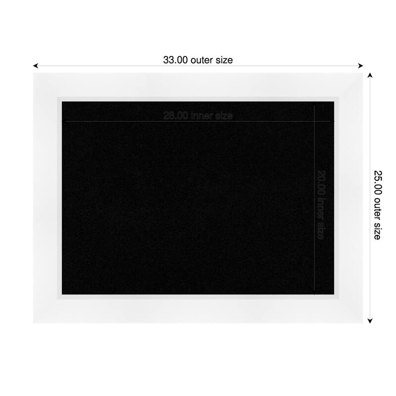 Sloped White Framed Cork Board - Bulletin Board, Organization Board, Pin Board - Black - 33 x 25 in