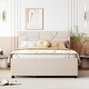 preview thumbnail 2 of 30, Linen Fabric Platform Bed with Brick Pattern Headboard, with Twin Trundle and 2 Drawers, Full Size