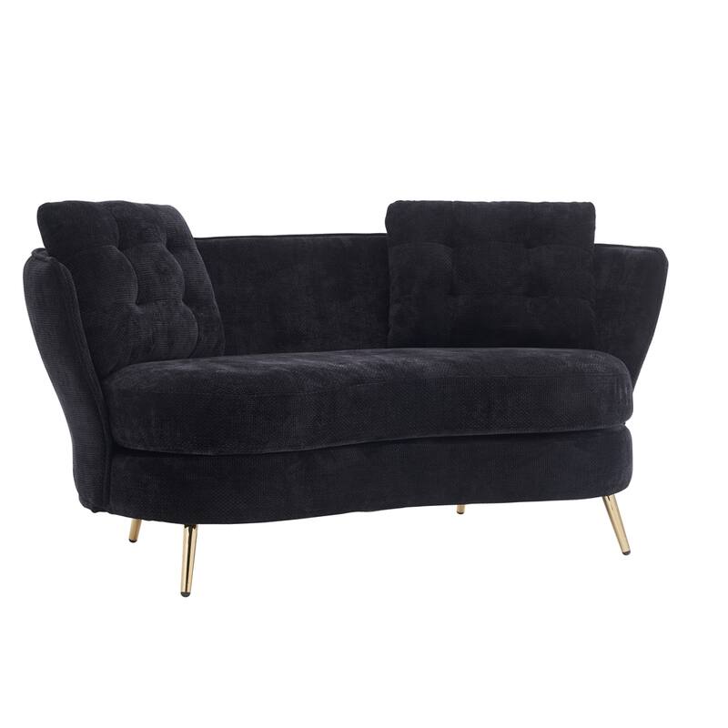 Upholstered Couch with Golden Metal Legs