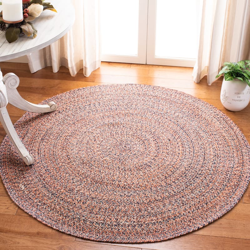 SAFAVIEH Handmade Braided Anine Country Cotton Rug - 8' Round - Terracotta/Ivory