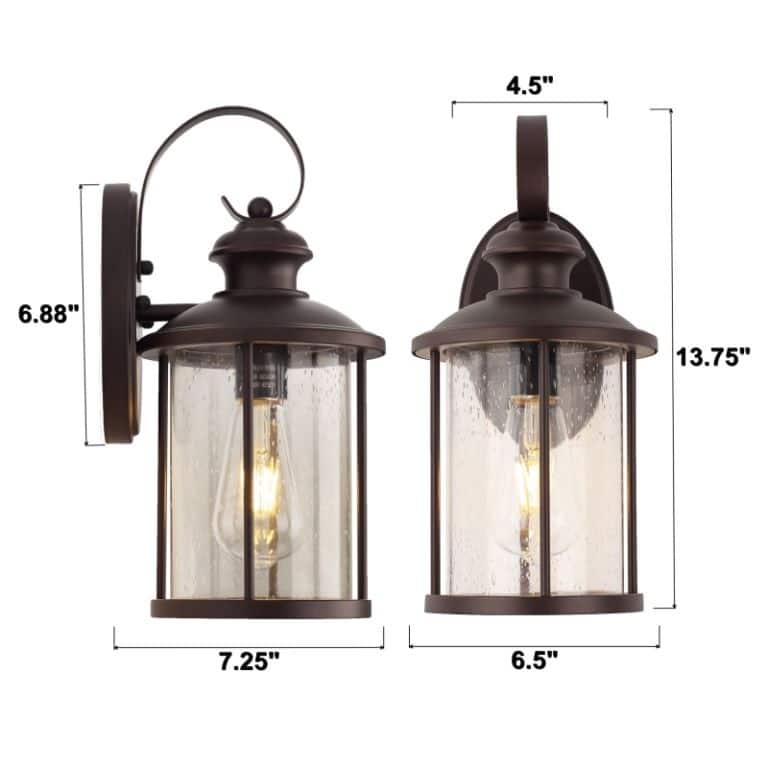 Savitar 13.75"H Round Outdoor Wall Sconce Light with Seeded Glass - Oil Rubbed Bronze