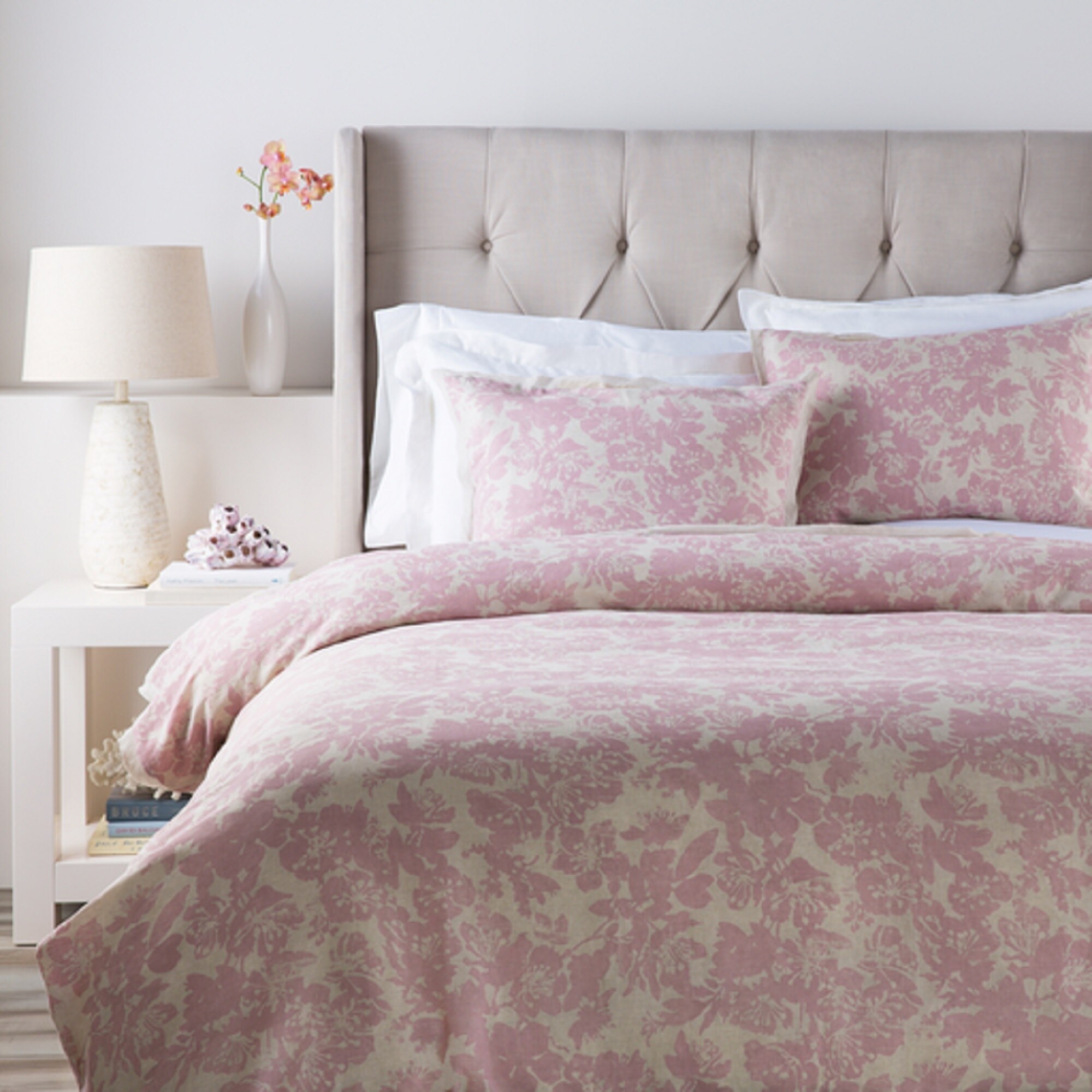 Shop Dusty Rose Pink And Cool Gray Elegant Blossom Dreams Linen