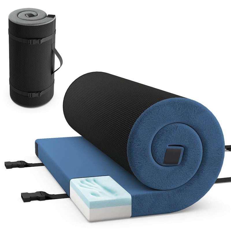 Goplus Memory Foam Camping Mattress with Anti-slip Bottom Travel Bag - See Details - Blue