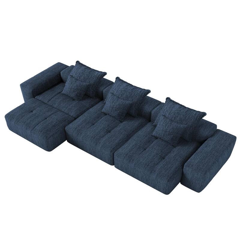 Modern Oversized Modular Sectional Sofa, Sparkling Chenille, 6 PCS DIY, No Assembly, Blue