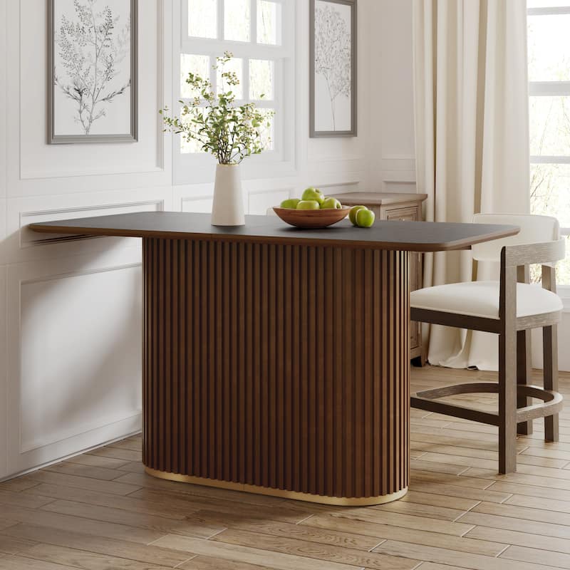 Christopher Knight Home - Arden Modern Counter Table with Tambour Pedestal Base - Walnut - Walnut