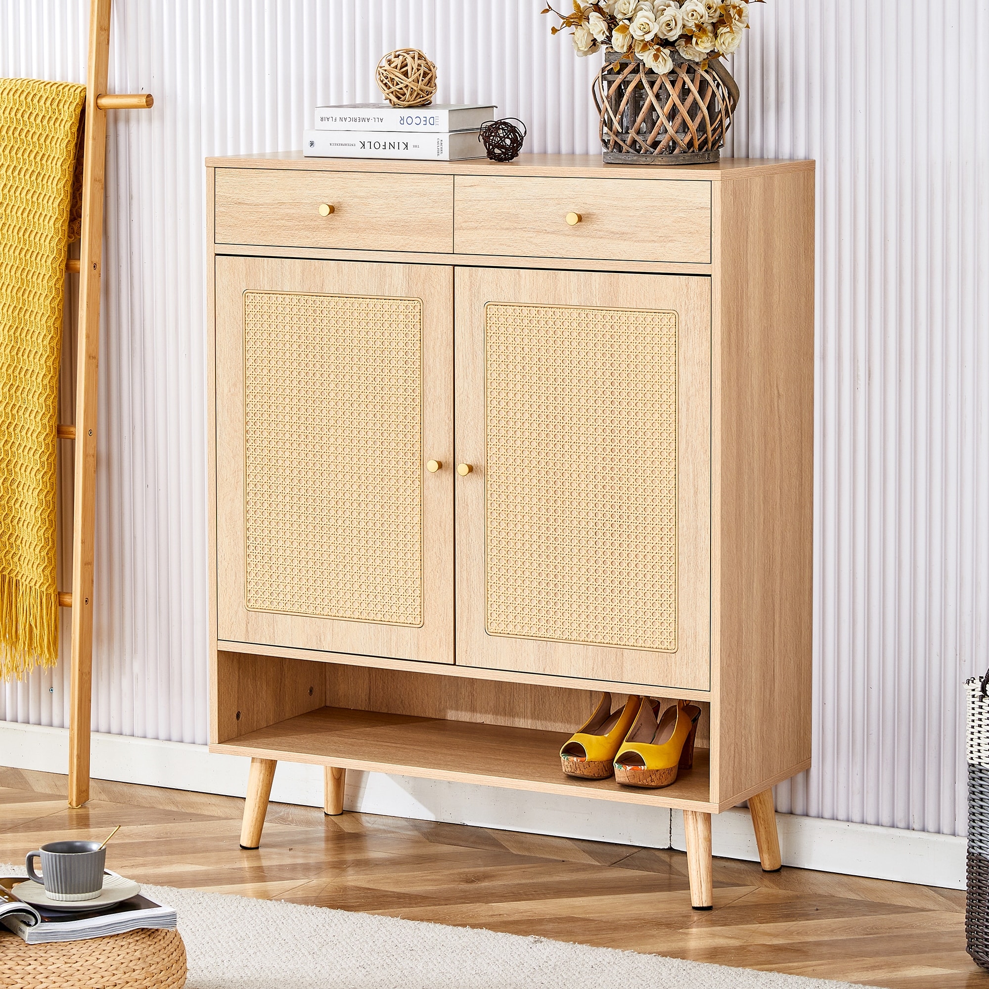 Rattan shoe cabinet 2025