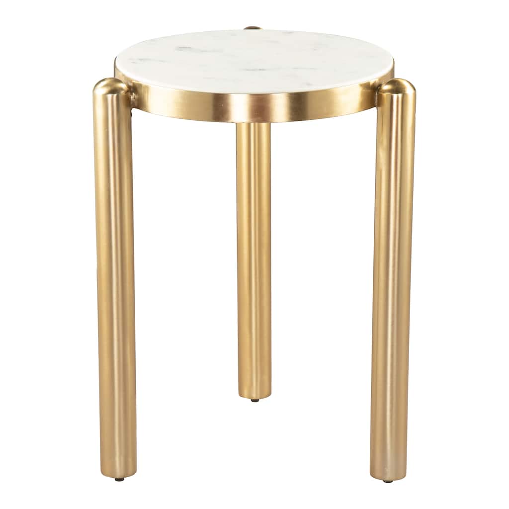 Noan Side Table White & Gold