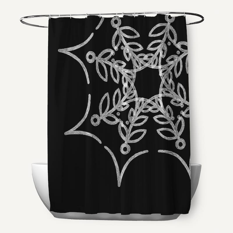 Web Art Holiday Print Shower Curtain (71 x 74) - Black
