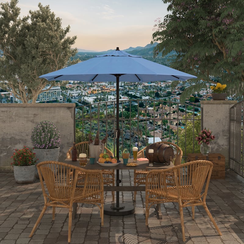 North Bend7.5 Foot Crank Lift Auto Tilt Patio Umbrella Outdoor Rated Acrylic Fabric by Havenside Home - Capri