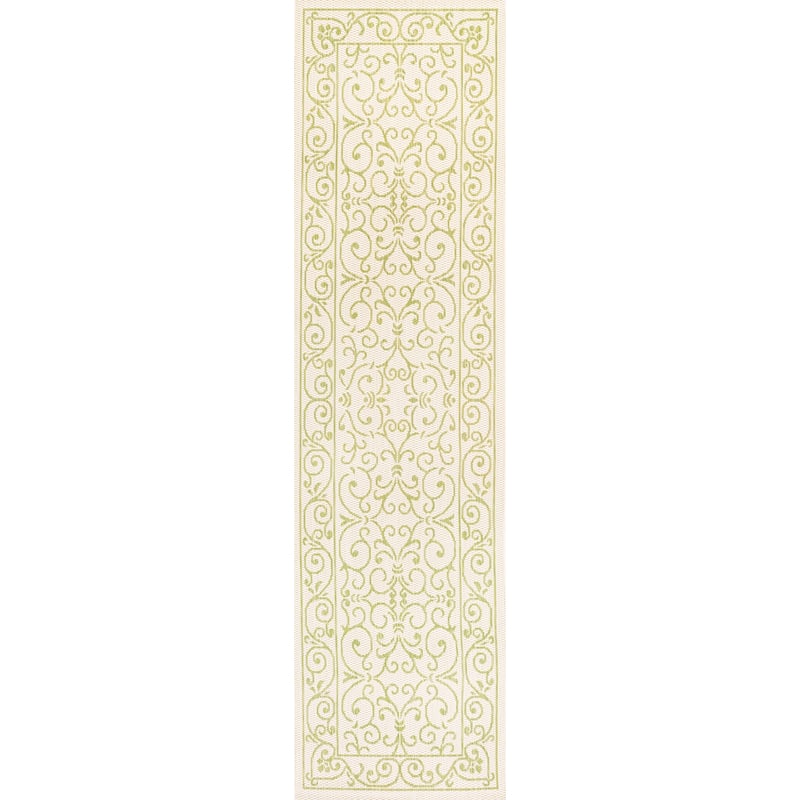 JONATHAN Y Filigree Textured Weave Indoor/Outdoor Area Rug - 2 X 8 - Cream/Green
