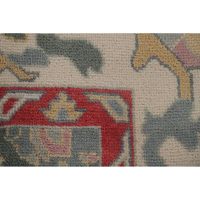 Light Blue Oushak Area Rug Hand-Knotted Transitional Wool Carpet - 9'1" x 11'9"