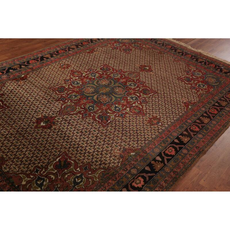 Medallion Serab Persian Vintage Area Rug Handmade Wool Carpet - 6'7" x 9'8"