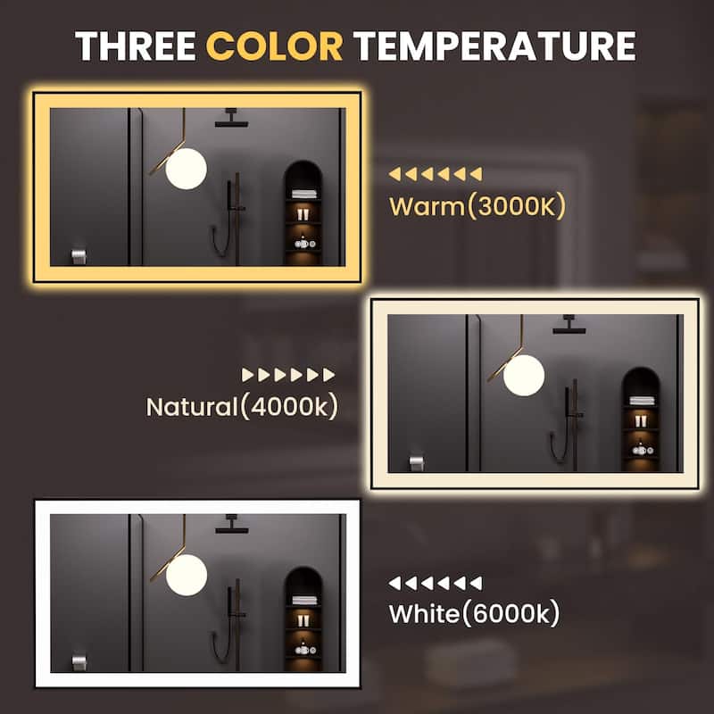 48x30 Inch Frameless LED Bathroom Mirror,Smart Mirror