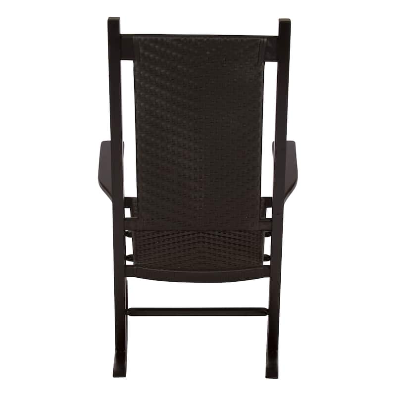 Marina Rattan and Wood Outdoor Patio Rocking Chair