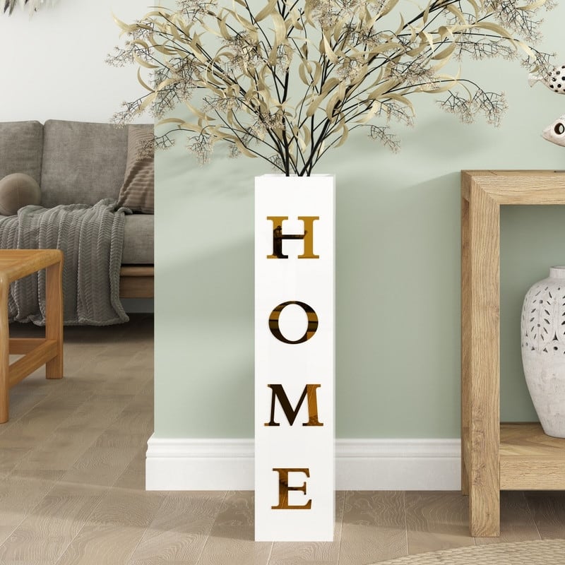 White Wood Vase HOME Letter Floor Vase
