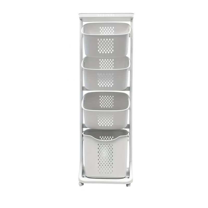 4-Tier Laundry Hamper Sorter, Laundry Storage Organizer with Wheels Removable Rolling Laundry Baskets