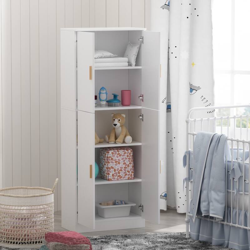 Kerrogee Tall Storage Cabinet with Doors Adjustable Shelves, White - 61.2"H