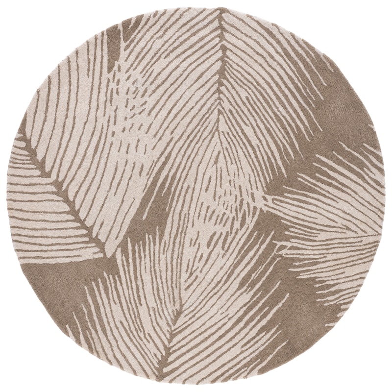 SAFAVIEH Handmade Alexia Beige New Zealand Wool Rug - 6' Round - Beige/Ivory