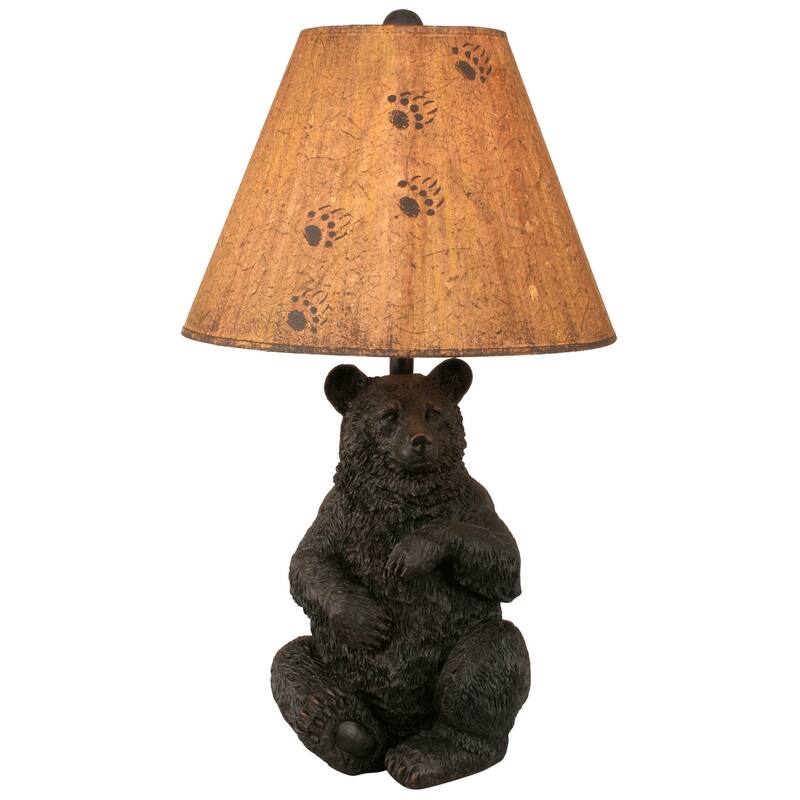 Rustic Sitting Bear Table Lamp - Black
