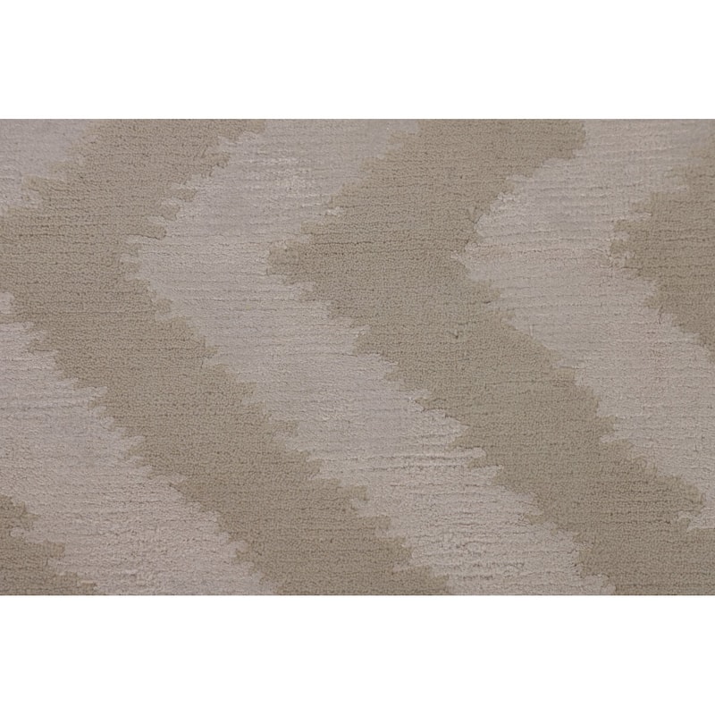 Chevron Style Nepalese Indian Area Rug Hand-Knotted Wool Carpet - 8'0" x 9'10"