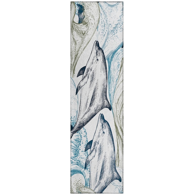 Indoor/Outdoor Harpswell Sea Life Washable Rug