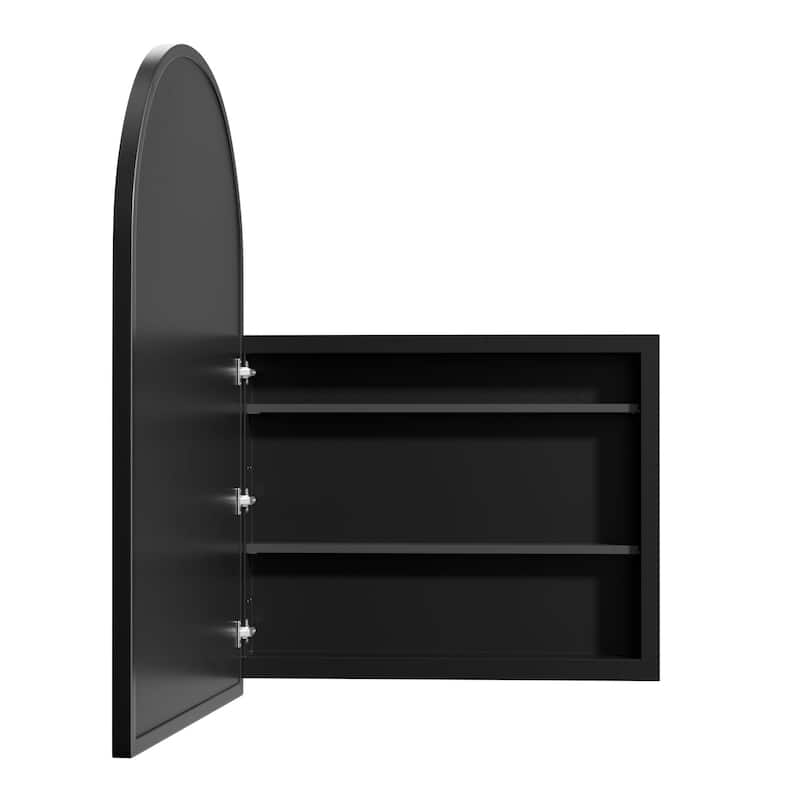 Arched Bathroom Medicine Cabinet with Mirror Metal Framed Wall Mounted Recessed Cabinets for Bathroom Vanity