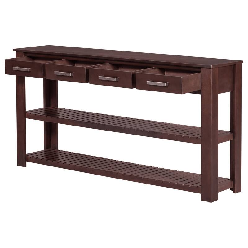 Stylish Entryway Console Table with 4 Drawers and 2 Shelves, Suitable for Entryways, Living Rooms