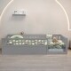 preview thumbnail 1 of 7, Twin Wooden Floor Bed Frame with Safety Fence, Low to Ground Design for Kids' Bedroom & Playroom, Easy Assembly, Grey