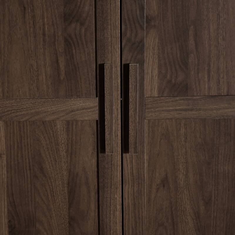 2-Door Wardrobe with Hanging Rods and Shelves - Spacious Bedroom Armoire Clothes Storage Cabinet, Folding Area and Hanging Area