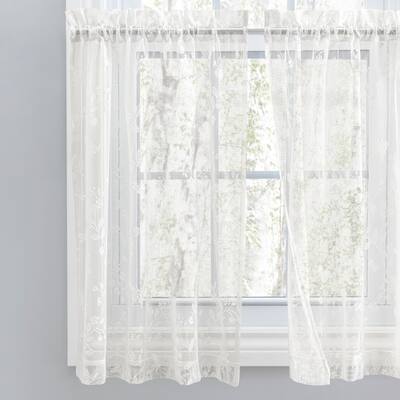 Isabella Lace Elegant Rod Pocket W Header Kitchen Curtains - Tier, Swag Pair and Tailored Valance (Sold Separately)