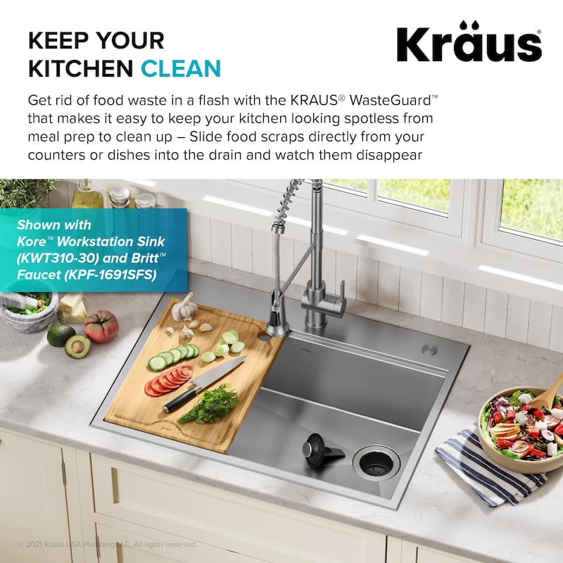 Kraus KWD100-75 WasteGuard 3/4 HP Continuous Garbage Disposal