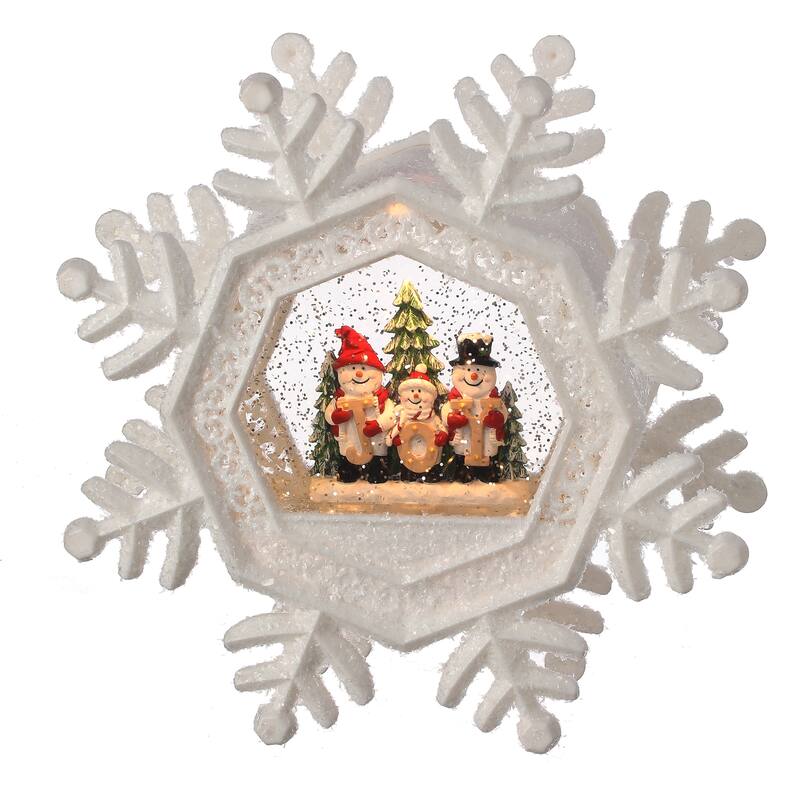 9.5"Led Battery Operated Timer Usb Snowflake Water Globe