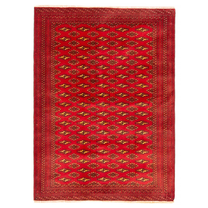 ECARPETGALLERY Hand-knotted Teimani Red Wool Rug - 3'4 x 4'7 - Red - 3'4 x 4'7