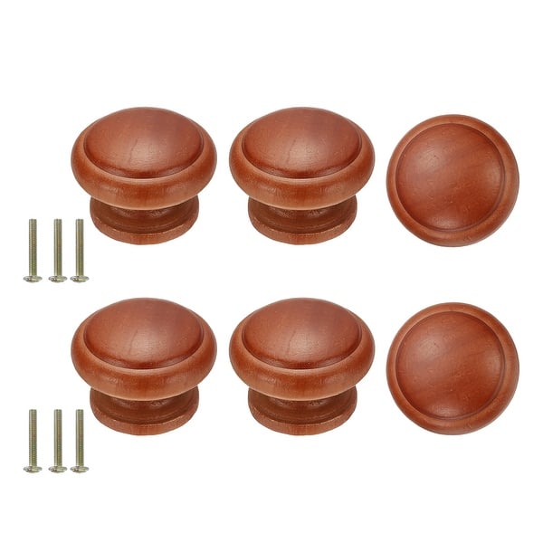 brown knobs for dresser Cangder 20Pcs Wood Dresser Knobs, Brown Mushroom Shape Wooden Furniture Cabinet Knobs Single Handle Pulls with Screws (Diameter :1.3 inches, Height :1 inch)