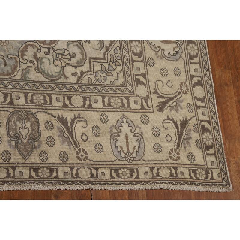 Tabriz Persian Vintage Area Rug Bedroom Hand-Knotted Wool Carpet - 9'6" x 12'11"